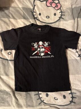 Skull Madeira Beach Black Graphic T-Shirt